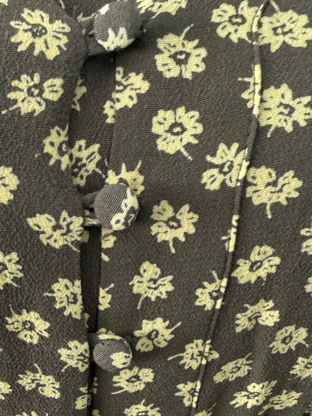 🌿 Madewell Floral Midi Dress Olive Green Yellow Button Front - Picture 4 of 11